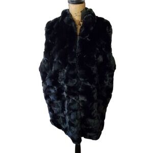 Rachel Zoe super soft Cozy black Vegan fur vest‎ plus size 1X new!!!